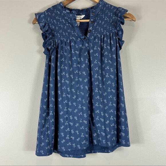 Matilda Jane Blue Cottagecore Peasant Prairie Flutter Sleeve Jenna Top - Picture 2 of 5